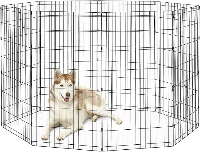 New World by MidWest Homes for Pets 48-Inch Exercise Pen, for Indoor and Outdoor use, 16 Sq Feet of Play, Folding Dog Pen, No Door Design for Maximum Security, Easy to Set Up, Foldable Pet Playpen
