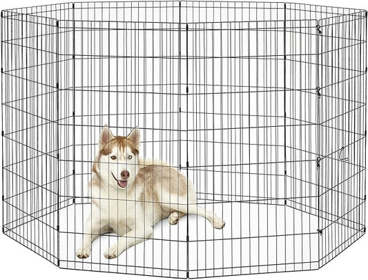 New World by MidWest Homes for Pets 48-Inch Exercise Pen, for Indoor and Outdoor use, 16 Sq Feet of Play, Folding Dog Pen, No Door Design for Maximum Security, Easy to Set Up, Foldable Pet Playpen