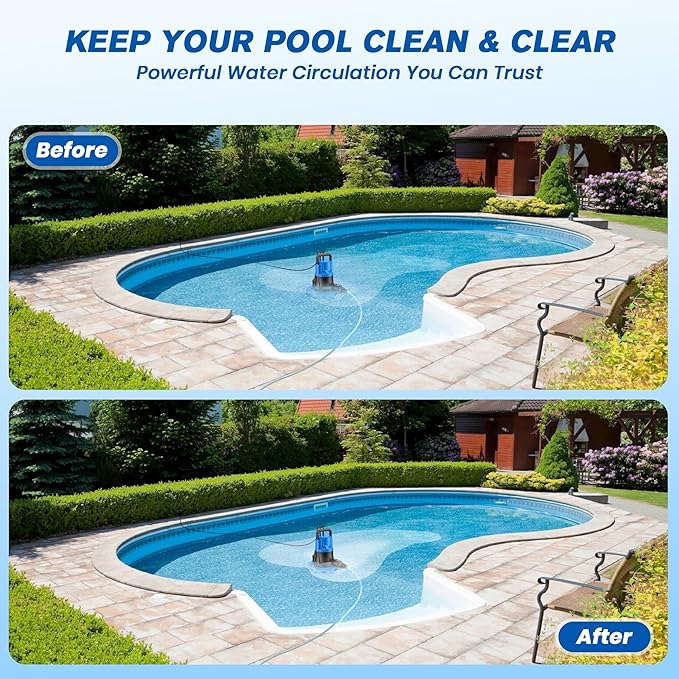 1 HP Automatic Pool Cover Pump 5000 GPH - Submersible Water Removal Pump with 26ft Power Cord & 3/4” Check Valve for Pool, Hot Tubs, Rooftops, Water Beds and more (2026 Upgrade）