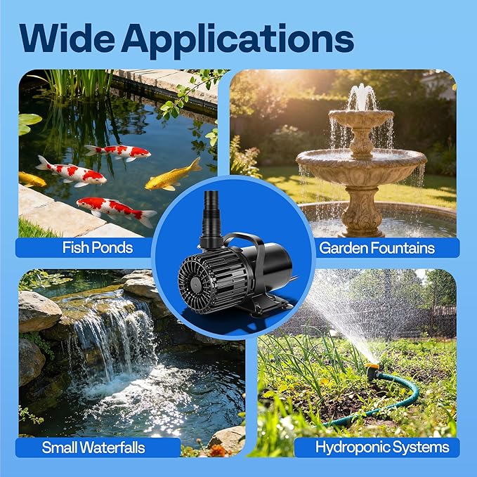 VIVOHOME Electric 220W 4500GPH Submersible Water Pump for Koi Pond Pool Waterfall Fountains Fish Tank and Aquarium