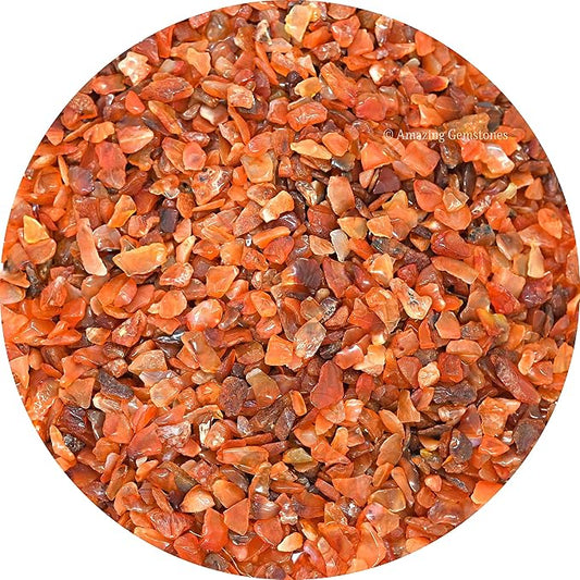 Amazing Gemstone Carnelian Crystal Chips Aquarium Gravel Rocks - Carnelian Chips Bulk Fish Tank Gravel, Small Tumbled Stone Chips, Tiny Crystals for Decoration (Natural AAA Grade) (1000+ Carat Chips)