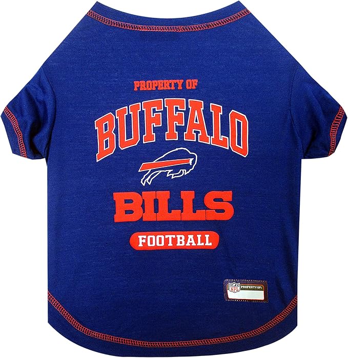 NFL Buffalo Bills Dog T-Shirt for Pets, Size Small. Officially Licensed Pet Shirt with Team Logo, Soft Stretchable Comfort Fit Apparel for Dogs & Cats