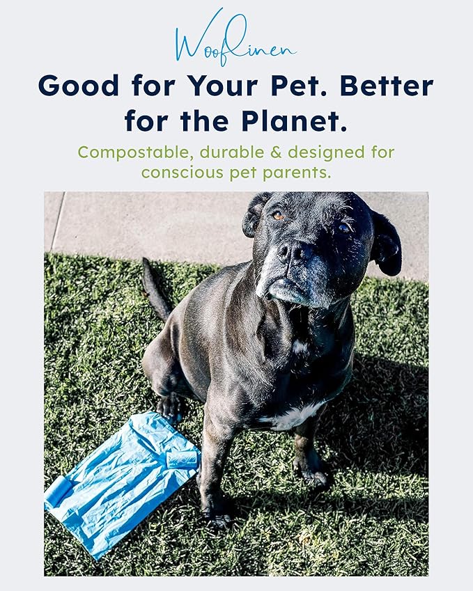 Wooflinen Unscented Compostable Dog Poop Bags – Leak-Proof Dog Poop Bags Rolls – Large 9x13”, Durable, Easy Tear – Made from Plant-Based Materials – For Big & Small Dogs – 720 Count (48 Rolls)