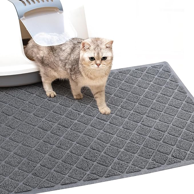 Cat Litter Mat Litter Box Mat，Litter Trapping Mat Premium Durable PVC Pad, 24 x 35 Inches Kitty Litter Box, Easy to Clean，Non-Slip，Urine Waterproof