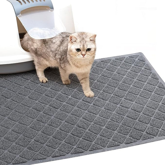 Cat Litter Mat Litter Box Mat，Litter Trapping Mat Premium Durable PVC Pad, 24 x 35 Inches Kitty Litter Box, Easy to Clean，Non-Slip，Urine Waterproof