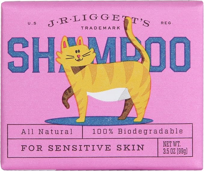 J.R.LIGGETT'S Cat Shampoo Bar, Natural Cleansing Bar for Cats with Sensitive Skin, Hypoallergenic Feline Formula Gently Deep Cleans with No Essential Oils, Detergent-Free, 3.5 oz