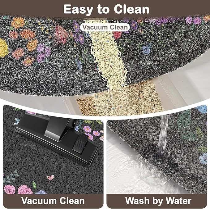 Unicorn Catcher 24x15 inches Cat Litter Mat Non-Slip Bottom Litter Box Mat Urine-Proof Soft Litter Mat for Cats Waterproof Pads Protects Floors Cat Mat for Litter Box