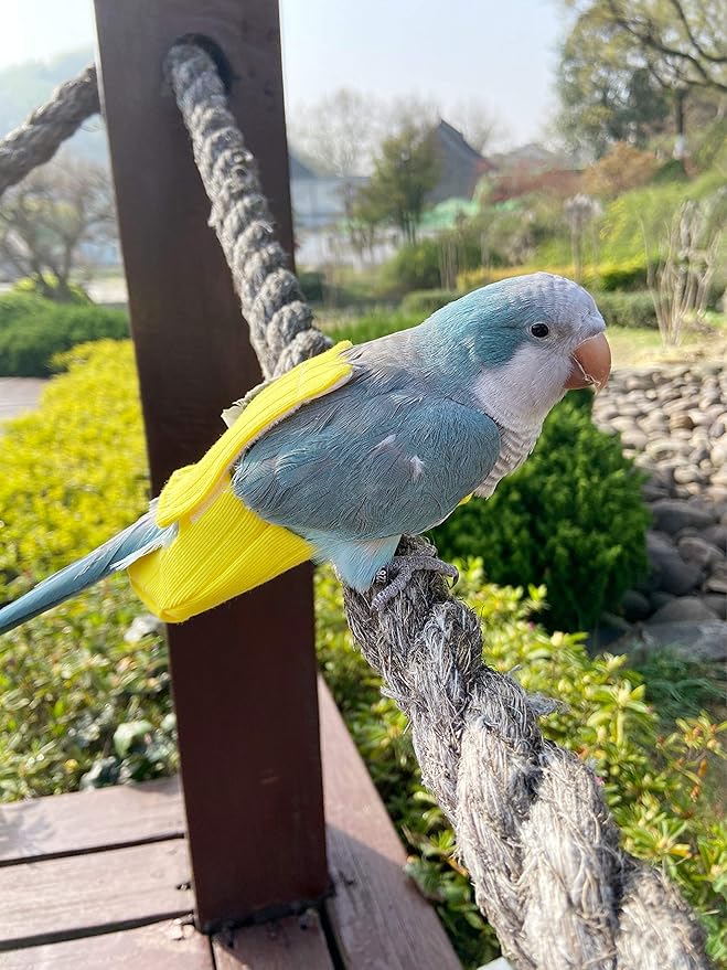 Parrot Bird Diapers, Birds Flight Suit, Parrot Clothes, Pet Animal Costumes, Bird Clothes, Cockatiel Bird Diaper, Pet Bird Diapers, Parrot Flight Suit, Bird Parrot Clothes (Yellow, 2XL)