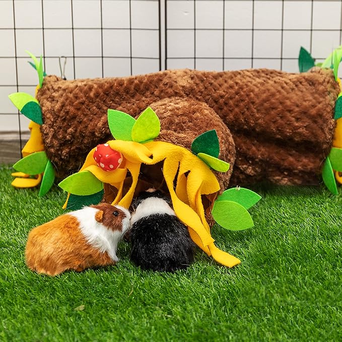Guinea Pig Hideout - 3 Way Collapsible Small Animal Tunnel Tubes Toy for Rat Hamster Guinea Pig Hedgehog Chinchilla Lizard Baby Rabbit - Playing Sleeping Resting Guinea Pig Cage Accessories