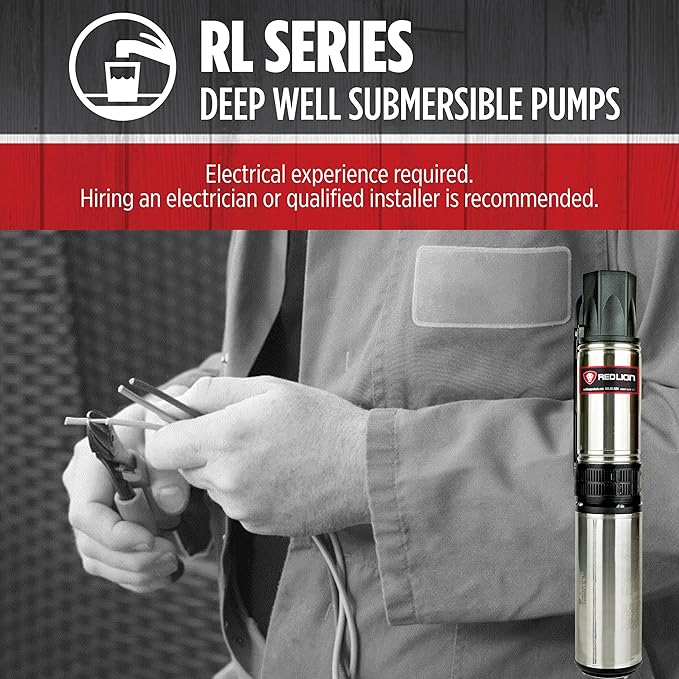 Red Lion RL12G10-2W2V Submersible Well Pump, 1 HP, 2-Wire, 230V, 12 GPM