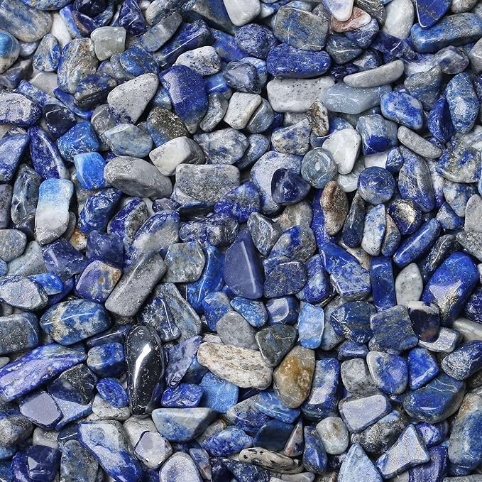 LAIDANLA Lapis Lazuli 1lb Crystal Polished Tumbled Stones Irregular Shaped Crystal Chips Bulk Natural Gemstone Aquarium Gravel Rocks Vase Filler Fish Tank Gravel Home Decoration