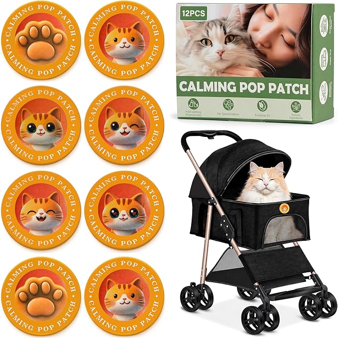 Granatan Calming Pop Patch for Cat Travel, Pheromone Diffuser for Cats, Reduces Anxiety and Stress-Related Behaviors, for Carrier, Vet Visits, Pet Travel Support, Long-Lasting, No Electricity Needed