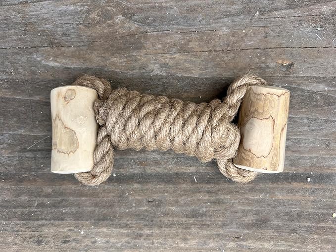 Coffee Wood Dog Toy - Eco-Friendly Durable Hemp Rope for Chewing & Tugging, Non-Toxic Natural Wood Dog Toy for Indoor & Outdoor Play, Medium Dogs, Pack of 1