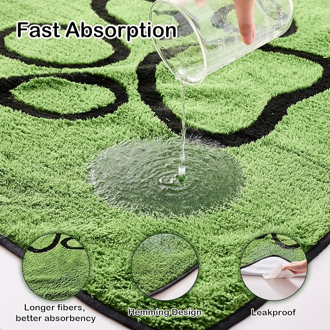 Qeils Reusable Dog Pee Pads, 2 Pack Super Absorbent & Leakproof Washable Puppy Pads with Soft Green Top Layer, for Potty Training, Crates, Couch, Car Seats & Pet Beds, 24"x 36"