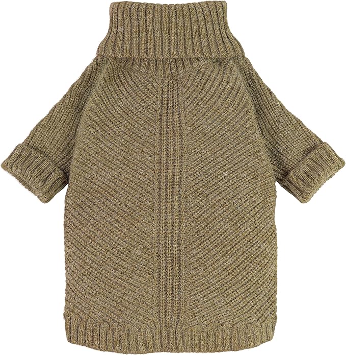 Fitwarm Thermal Knitted Dog Sweater Doggy Winter Coat Pet Clothes Doggie Turtleneck Jacket Puppy Outfits Cat Sweatsuit Sage Green Small