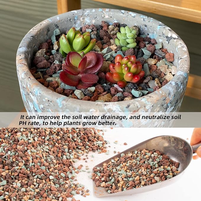 18lb Mix Lava Rocks for Plants in Door -Gravel Pebbles for Bonsai Succulent Cactus Potting Soil and Vase Fillers, Fairy Gardening,Top Dressing