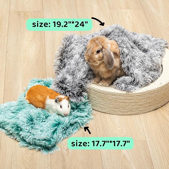 Guinea Pig Blankets 4 Pack, Warm Cozy Pet Cage Accessories for Guinea Pig Hedgehog Rabbit Hamster Chinchilla Ferret Small Animals, Fleece Cage Liners Bedding Mat Washable for Cold Weather