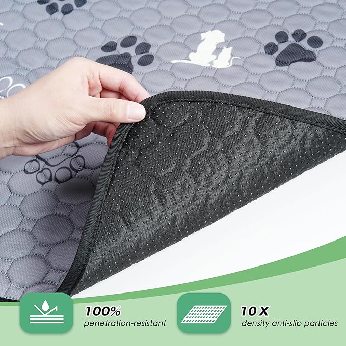 WanpeeGoo Washable Pee Pads for Dogs, 2 Pack Absorbent Reusable Training Dog Pads Pet Puppy Pads, Non-Slip Potty Pads for Whelping, Playpen, Crate, Bed, Grey 36"x41"
