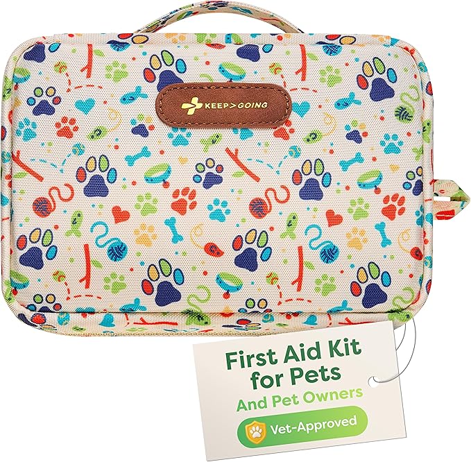 KeepGoing Dog First Aid Kit – Pet Emergency Kit for Dogs & Cats – Dog Travel Accessories for Car, Camping and Hiking