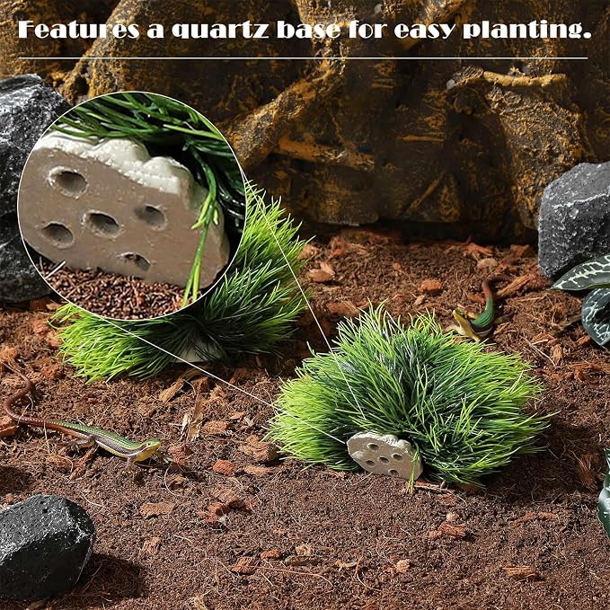 IBWell 2pcs Artificial Aquarium Mini Plants Decor Green Grass Plastic Hideout Waterscape Ornament Fish Tank Accessories for Turtle Betta Hides - Small