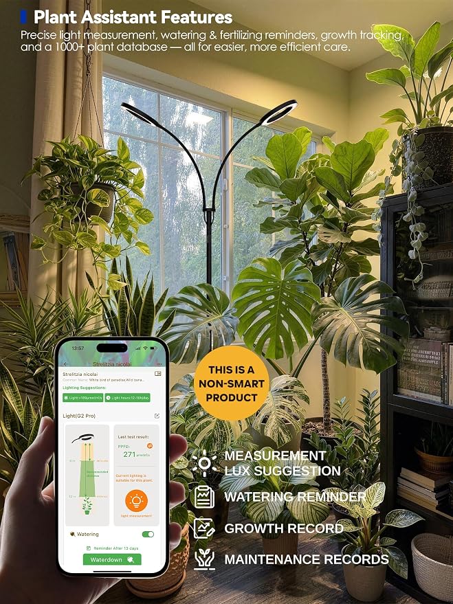 Grow Lights for Indoor Plants, Full Spectrum LED Plant Light with Stand | 20W Dimmable, 3 Growing Modes Floor Lamp, Adjustable Height & Angle, Plant Growing Lamp with 3/9/12H Timer, White Single Head