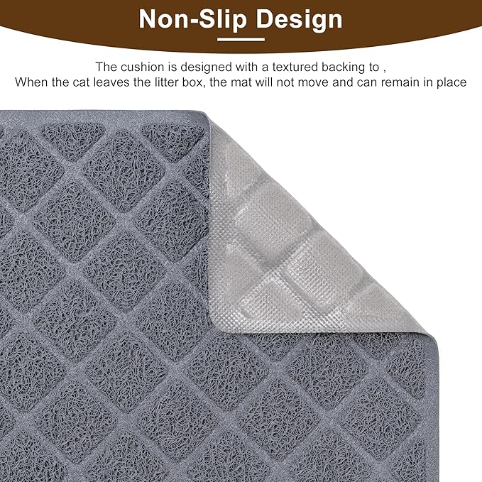 Cat Litter Mat Litter Box Mat，Litter Trapping Mat Premium Durable PVC Pad, 24 x 35 Inches Kitty Litter Box, Easy to Clean，Non-Slip，Urine Waterproof
