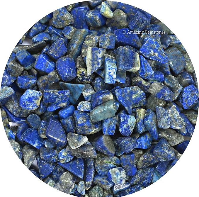 Amazing Gemstone Lapis Lazuli Crystal Chips and Tiny Crystals - Aquarium Gravel Rocks, Bulk Fish Tank Gravel, Small Tumbled Stone Chips for Decoration (Natural AAA Grade Gemstones)