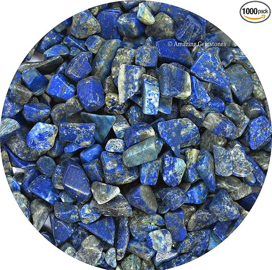 Amazing Gemstone Lapis Lazuli Crystal Chips Aquarium Gravel Rocks - 1000+ Carat Lapis Lazuli Chips Bulk Fish Tank Gravel, Small Tumbled Stone Chips and Tiny Crystals for Decoration (Natural AAA Grade)
