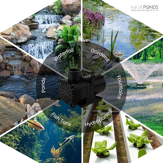 HALF OFF PONDS Submersible Water Pump, 800 GPH Pond Pump with 33FT Power Cord and 13FT Max Head, 82W Ultra Quiet Energy Efficient Pump for Koi Pond, Fountain, Waterfall, Water Garden, Skimmer