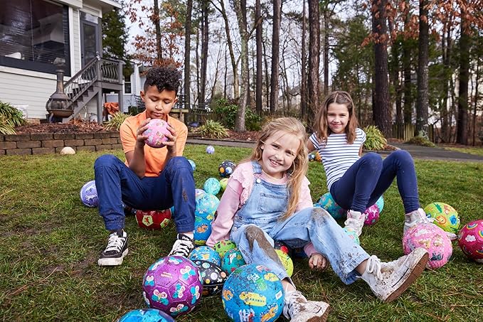Crocodile Creek Playground Ball - Durable Rubber Ball for Kids Ages 3 and Up - Bouncy Inflatable Ball for Kickball, Indoor Games, and Outdoor Sports - PVC-Free - Rockets in Space - 7-inch Diameter
