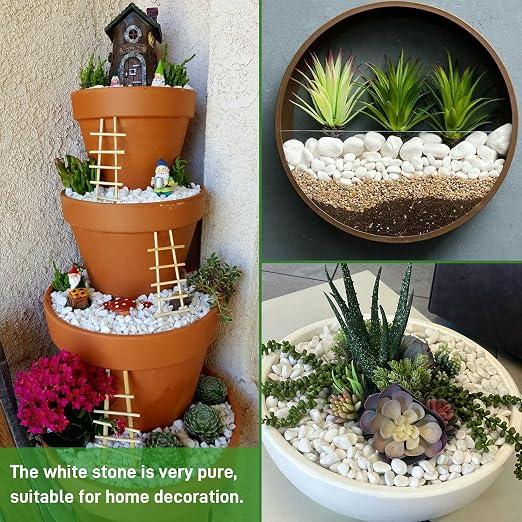 Mulctun 12Lb White Rocks for Plants, 1/4"-3/4" White Pebbles, Decorative Stones for Vases, Small Aquarium Gravel for Fish Tank Garden Rocks for Potted Plants & Home Decor