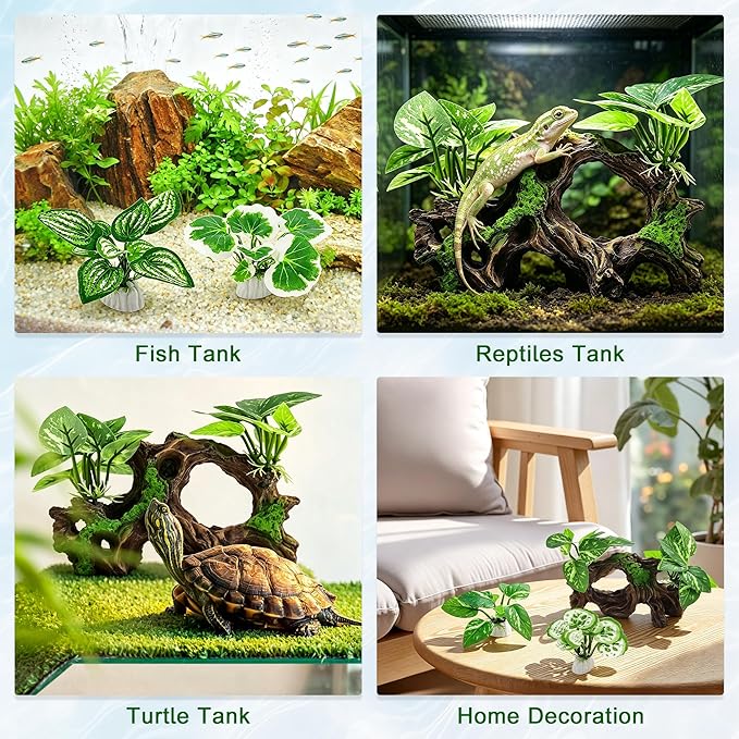 Kaiyuan Dynasty 7Pcs Driftwood Cave Decor Reptiles Betta Fish Tank Accessories Aquarium Plants Decoration Ornaments