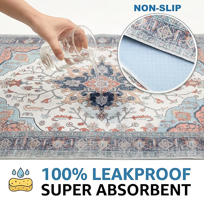 Washable Pee Pads for Dogs,Great Urine Absorbent Reusable Puppy Training Pads,Waterproof,Leak-Proof & Non-Slip Potty Pads for Whelping,Crate，Playpen，Bed.(Blue Floral, 36" x72")