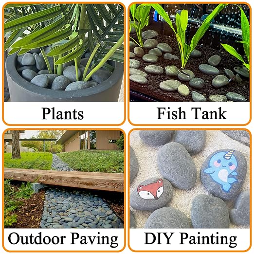 Quibbay 45 LB Mexican Beach Pebbles - 1-2 Inch Decorative River Rocks for Landscaping, Garden Paving, Plant Rocks, Crafting, Walkways, Backyard, Grey Natural Unpolished Bulk Stones