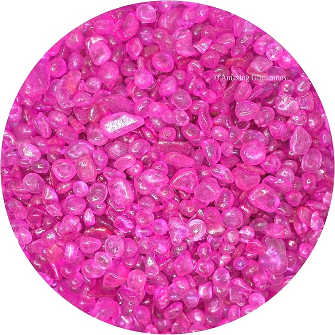 Amazing Gemstone Rose Aura Quartz Crystal Chips Aquarium Gravel Rocks - Aura Quartz Chips Bulk Fish Tank Gravel, Small Tumbled Stone Chips and Tiny Crystals for Decoration