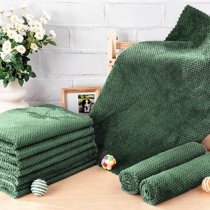 VitalCozy 10 Pcs Guinea Pig Cage Liners Washable Rat Bedding for Guinea Pigs Controlling Absorbent Waterproof Pee Pads Blanket for Rabbits Hamster Small Animal Chinchilla(Grid,12x12 Inch,Dark Geen)