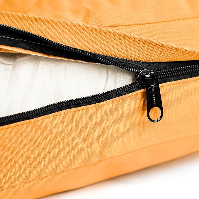 WHITEDUCK Outdoor Dog Bed Heavy-Duty 12oz Canvas, Water-Repellent Cotton, Machine Washable Removable Cover with Full-Length Zipper, Dog Bed for Large Dogs & Crate, (Tan) 35" Lx20 Wx4.3 th (M)
