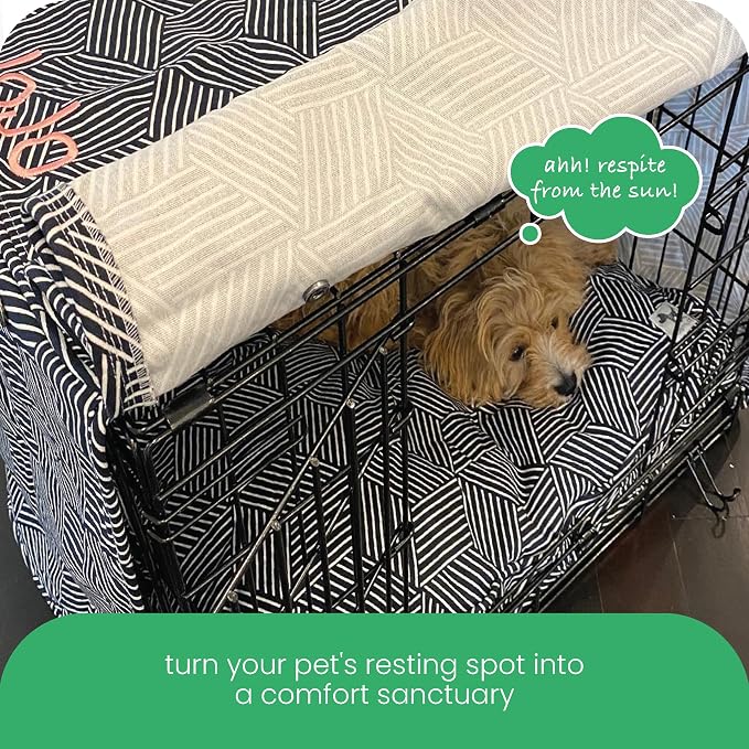 Molly Mutt Rough Gem Dog Crate Cover, 100% Cotton Canvas Cover with 2 Roll-Up Panels, Ideal for Dog or Cat Crate, Durable, Washable, and Free of Harmful Chemicals, 42" x 28" x 31"