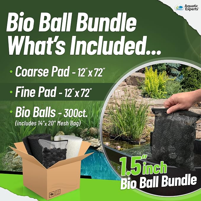 Aquatic Experts Bio Balls Filter Media Bulk, 1.5 Inch Large Bio Balls for Pond & Aquarium Filters, Pond Filter Media for Outdoor Ponds, (Bio Ball Bundle, 1.5 Inch)