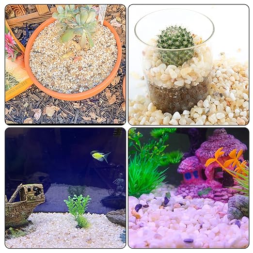 CJGQ 7lb Aquarium Gravel for Plants,1/5 Inch Natural Decorative River Rocks for Succulent and Cactus Landscaping, Natural Small Rocks for Fish Tanks, Vases & Terrariums