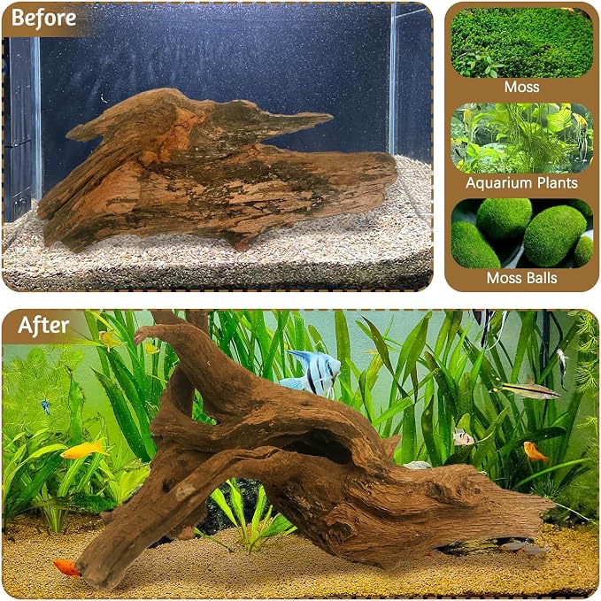 kathson Natural Driftwood for Aquarium Decor, 3-Piece 7''-11'' Large Driftwood for Decorations on Fish Tank, Reptiles Bearded Dragon Terrarium Ornament Accessories or Air Plants