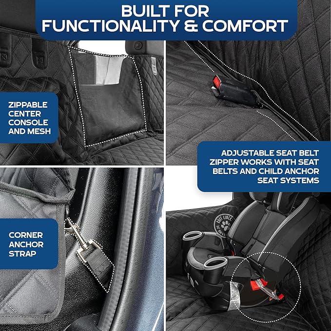 Ruff Liners Standard Back Seat Extender for Dogs, Black – As Seen on Shark Tank – Hard Bottom Platform for Cars, SUVs & Mid-Size Trucks – 400lb Support, Waterproof – Rigid Back Seat Cover for Dogs