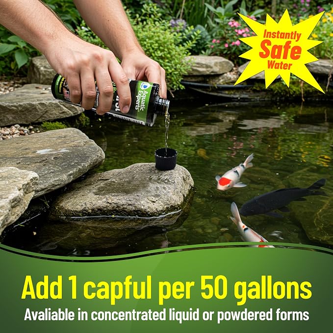 PondFirst Pond Water Conditioner - Concentrated Instant Dechlorinator for Fish Ponds, Makes Water Safe for Koi and Goldfish, Made in The USA, Aquatic Experts (Liquid - 500 ml)