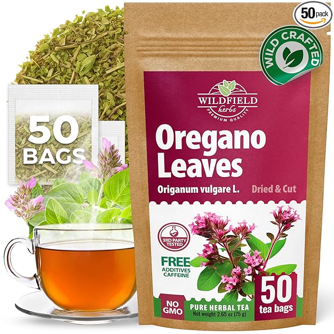 50 Bags Oregano Tea Dried Oregano Leaves Herbal Tea Bag (Origanum Vulgare L.) - 50 Count 1.5g Bags Dry Égano Leaf Herb