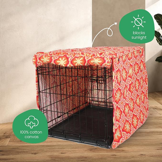 Molly Mutt Papillon Dog Crate Cover, 100% Cotton Canvas Cover with 2 Roll-Up Panels, Ideal for Dog or Cat Crate, Durable, Washable, and Free of Harmful Chemicals, 30" x 21" x 24"