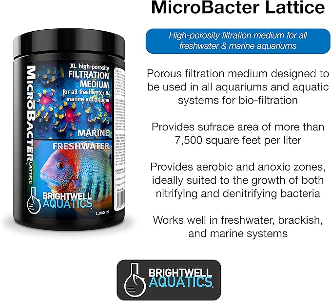 Brightwell Aquatics "MicroBacter Lattice-Nitratz", Small sized, Nitrate-Reducing Natural Filtration Media for Aquariums, 20 Liter