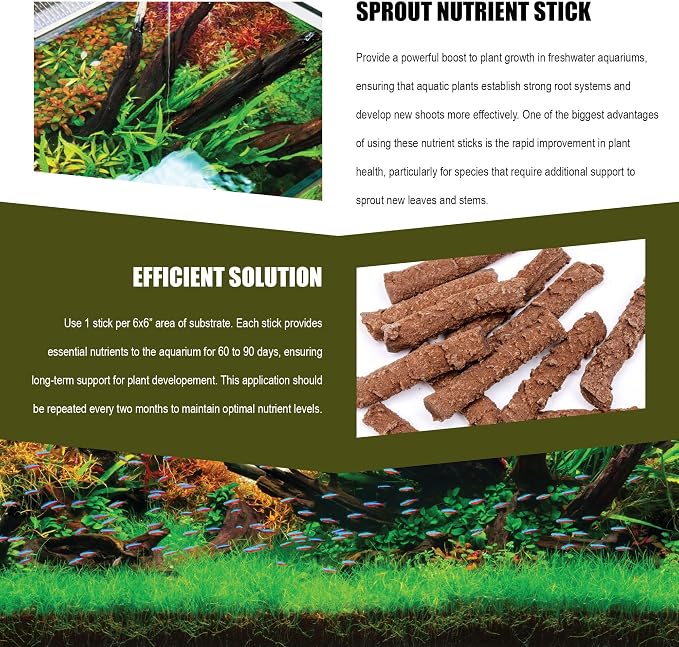 Dr. Tank Bottom Stick - Aquarium Plant Fertilizer Sticks for Aquatic Plants, Substrate Nutrients for Freshwater & Planted Tanks, Slow-Release Nutrients for Plant Growth, 15 Sticks - Sprout Stick