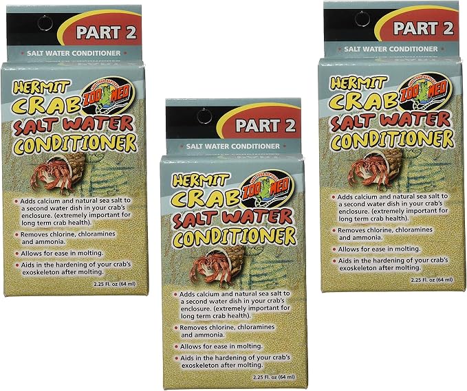 (3 Pack) Zoo Med Hermit Crab Salt Water Conditioner, 2.25-Ounce Each