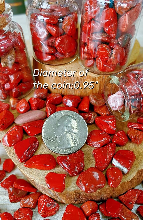 250G Red Jasper Crystals Polished Rocks 0.28-0.35" Tumbled Stones Chips Stone Crushed Crystal Natural Quartz Gem Gravel Home Decoration Aquarium Tank Succulent Plants Vase Filler Landscape Ornament