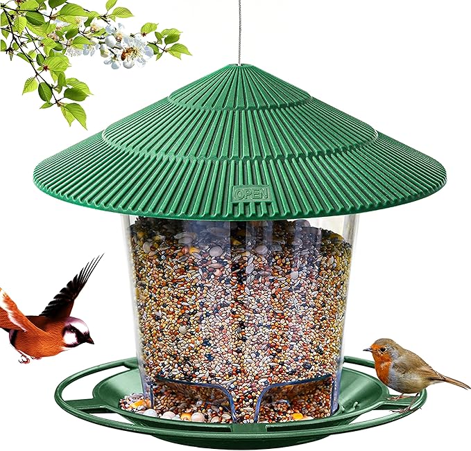 Hanizi Bird Feeder Outdoor Hanging for Wild Bird Seed, Green